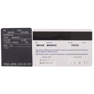 新品同様 プラダ 1M1438 ゴートレザー グリーン 二つ折り財布 緑 0777【中古】PRADA
