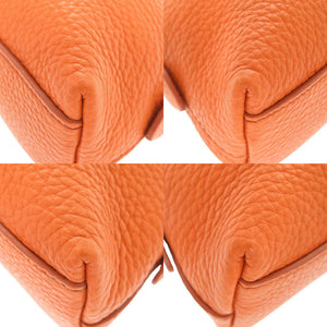 美品 プラダ レザー オレンジ ポーチ 化粧ポーチ 0778【中古】PRADA