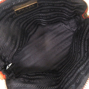 美品 プラダ レザー オレンジ ポーチ 化粧ポーチ 0778【中古】PRADA