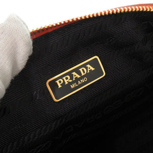 美品 プラダ レザー オレンジ ポーチ 化粧ポーチ 0778【中古】PRADA