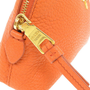 美品 プラダ レザー オレンジ ポーチ 化粧ポーチ 0778【中古】PRADA