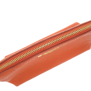 美品 プラダ レザー オレンジ ポーチ 化粧ポーチ 0778【中古】PRADA