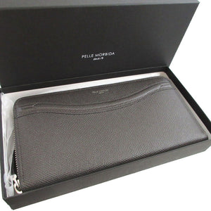 美品 ペッレモルビダ レザー グレー ラウンドファスナー長財布 財布 0780【中古】PELLE MORBIDA