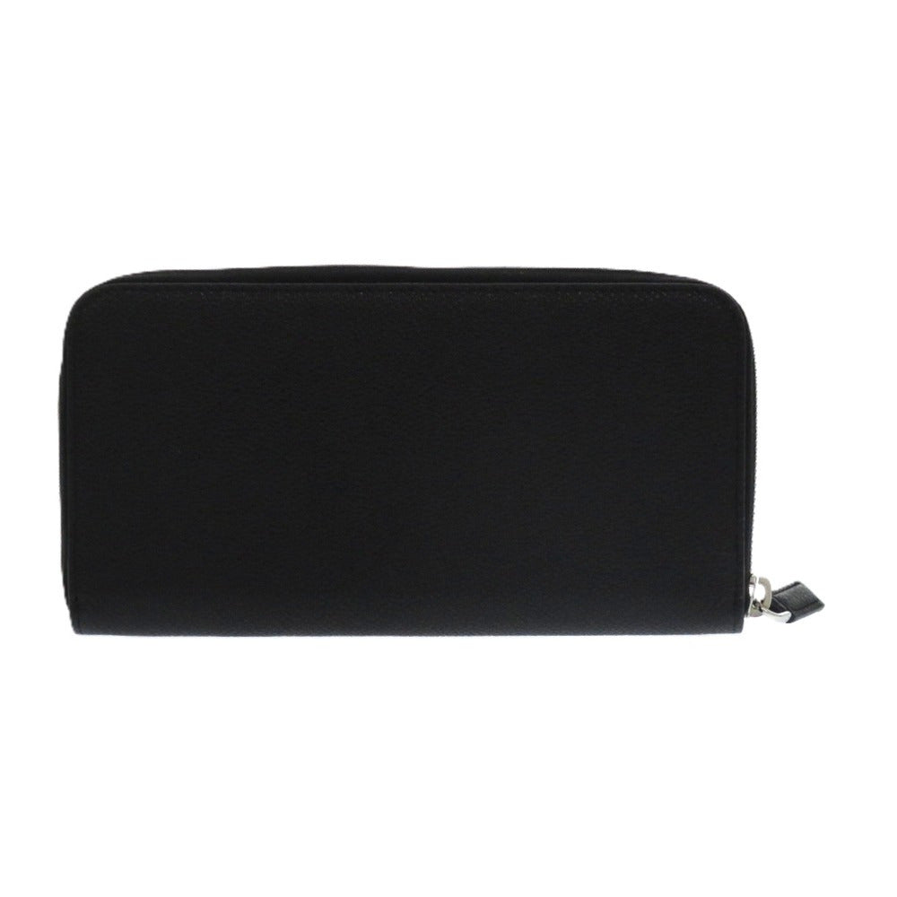 新品同様 プラダ ソフトカーフ トライアングル 2ML317 レザー ブラック 0781 黒 長財布【中古】PRADA