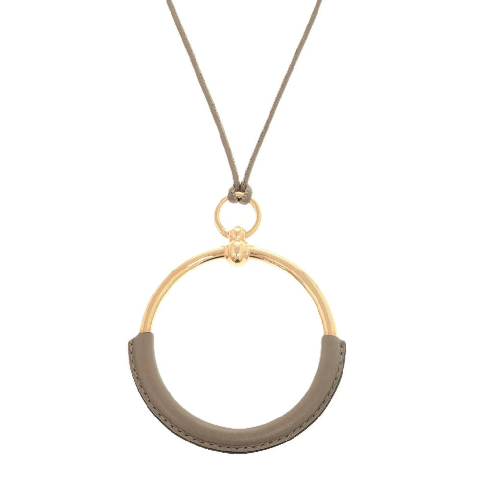 美品 エルメス ループグラン ペンダント A2561398 ヴォースイフト メタル エトゥープ 0783 ネックレス【中古】HERMES