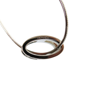 美品 エルメス ワイヤー ポップアッシュ H メタル オレンジ シルバー金具 ネックレス 0784【中古】HERMES