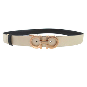 新品同様 サルヴァトーレフェラガモ ガンチーニ バックル レザー ピンクゴールド ブラック 黒 ゴールド ベルト 0788【中古】Salvatore Ferragamo