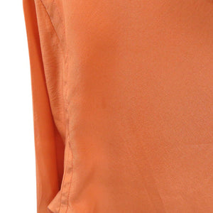 エルメス スカーフ付 Vネック ブラウス シルク オレンジ 0792【中古】HERMES