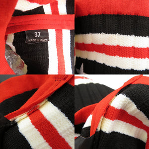 美品 ジバンシィ ストーム レインブーツ ニーハイ ロングブーツ スター 星 ボーダー コットン ブラック 0793【中古】GIVENCHY