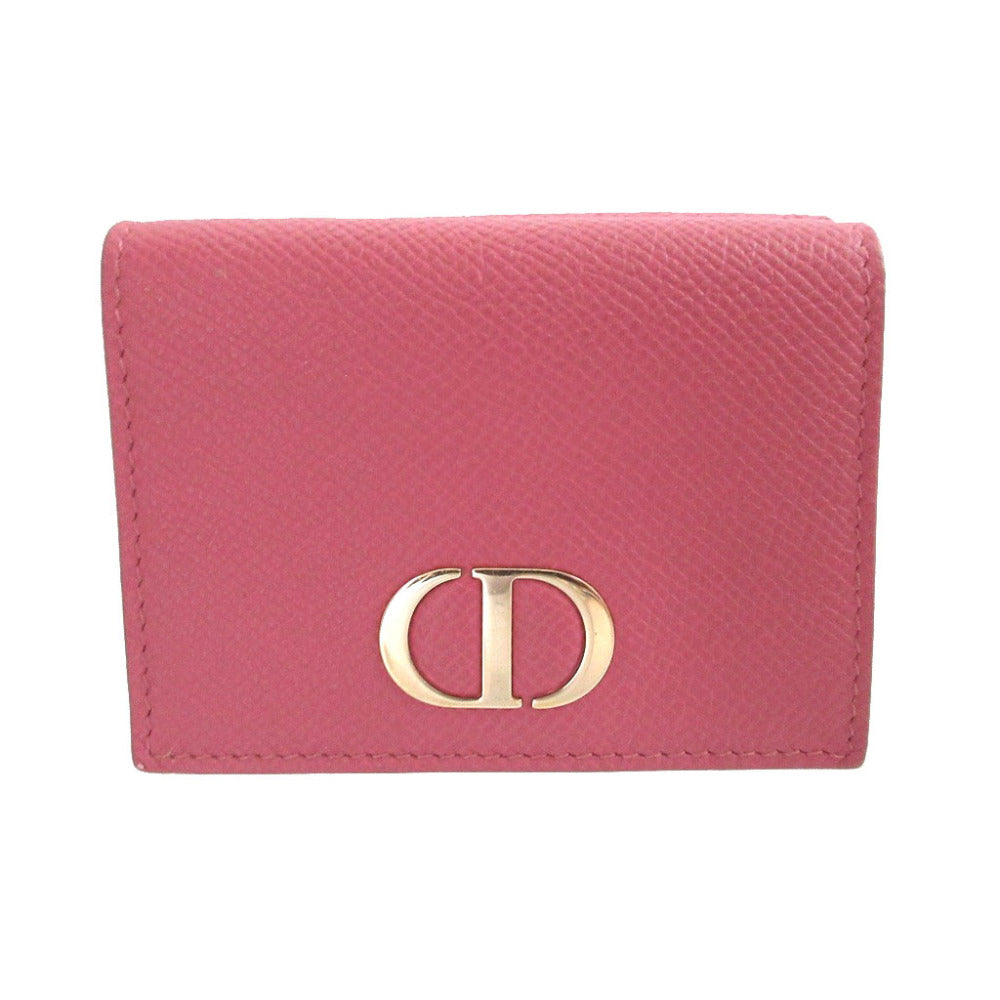 新品同様 クリスチャンディオール 30 モンテーニュ コンパクトウォレット レザー ピンク 3つ折り財布 財布 0802【中古】Christian Dior