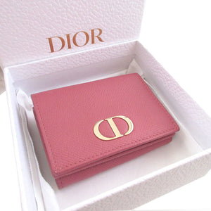 新品同様 クリスチャンディオール 30 モンテーニュ コンパクトウォレット レザー ピンク 3つ折り財布 財布 0802【中古】Christian Dior