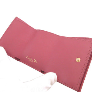 新品同様 クリスチャンディオール 30 モンテーニュ コンパクトウォレット レザー ピンク 3つ折り財布 財布 0802【中古】Christian Dior