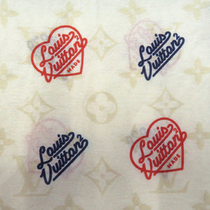 美品 ルイ ヴィトン ヴァージルアブロー NIGO コラボ ハンカチ バンダナ ハート柄 コットン シルク LV 0804【中古】LOUIS VUITTON