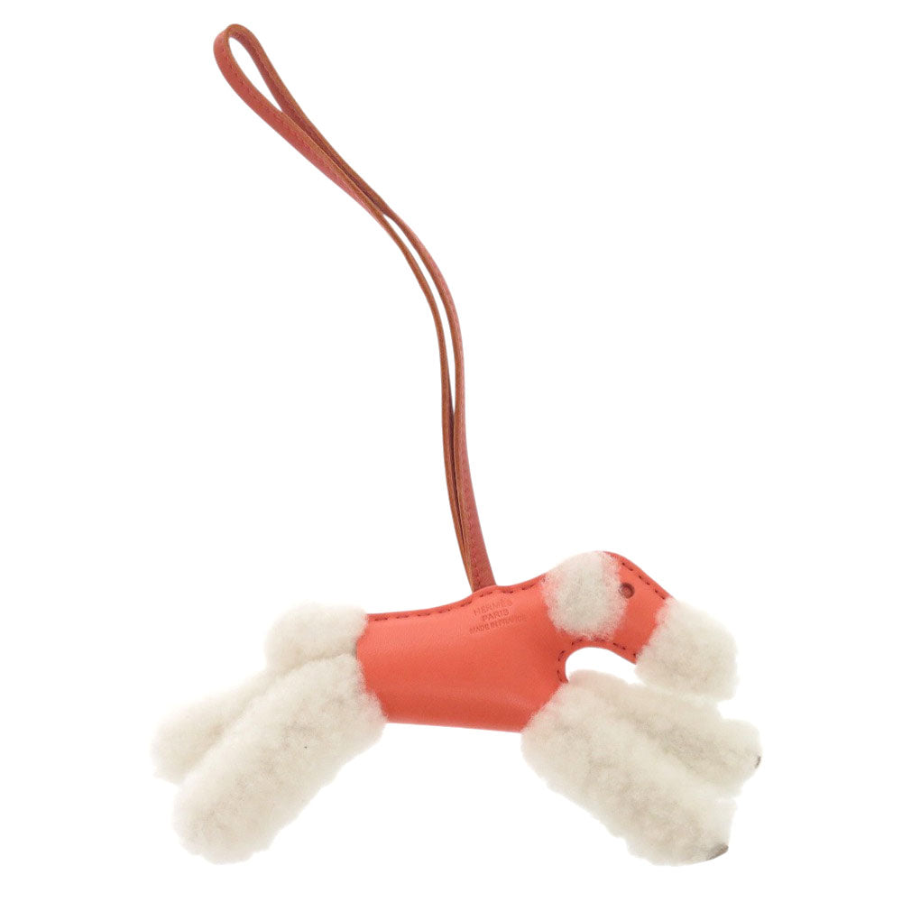 新品同様 エルメス バディ ムートン アニューミロ ローズテキサス コルナリン エクリュ U刻印(2022年製) バッグチャーム 0811 【中古】 HERMES