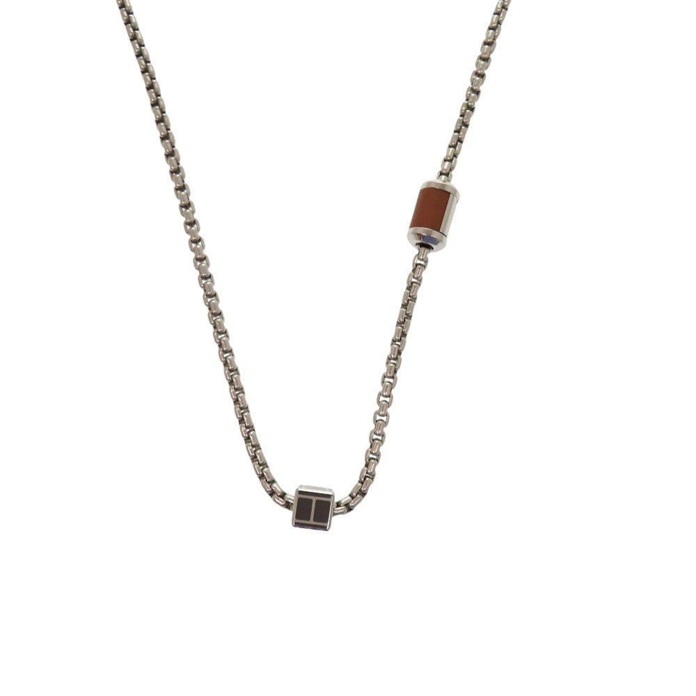 美品 エルメス メリ メロ メタル バッファローホーン シルバー 灰 ネックレス 0812【中古】HERMES