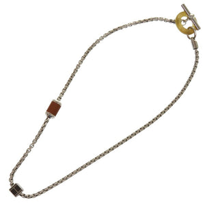 美品 エルメス メリ メロ メタル バッファローホーン シルバー 灰 ネックレス 0812【中古】HERMES