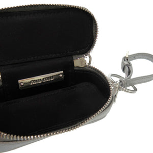 新品同様 ミュウミュウ マテラッセ 5TL518 レザー メタル シルバー 0814 銀 リップケース【中古】MIUMIU