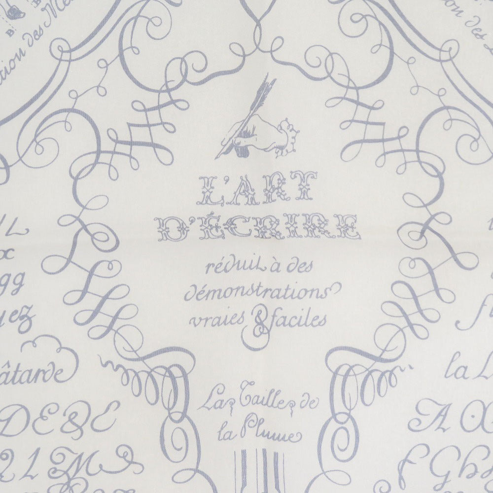 美品 エルメス カレ45 LART DECRIRE 書の芸術 シルク ホワイト系 ネイビー スカーフ 0821【中古】HERMES