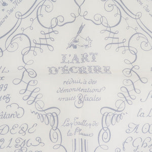 美品 エルメス カレ45 LART DECRIRE 書の芸術 シルク ホワイト系 ネイビー スカーフ 0821【中古】HERMES