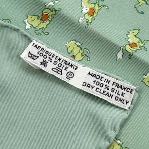 美品 エルメス カレ45 プチカレ 馬 シルク グリーン スカーフ 0821【中古】HERMES