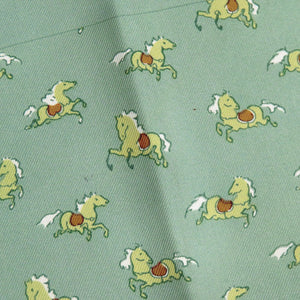 美品 エルメス カレ45 プチカレ 馬 シルク グリーン スカーフ 0821【中古】HERMES