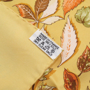 美品 エルメス カレ45 Tourbillon 渦巻き 落ち葉 シルク イエロー スカーフ 0821【中古】HERMES