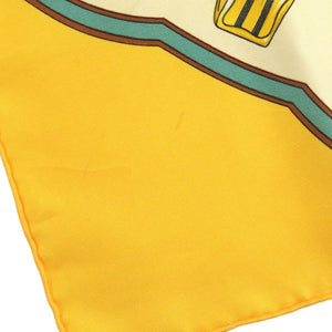 美品 エルメス カレ45 プチカレ Qu importe le flacon 香水瓶 シルク イエロー スカーフ 0821【中古】HERMES