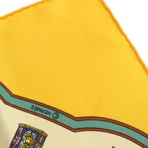 美品 エルメス カレ45 プチカレ Qu importe le flacon 香水瓶 シルク イエロー スカーフ 0821【中古】HERMES