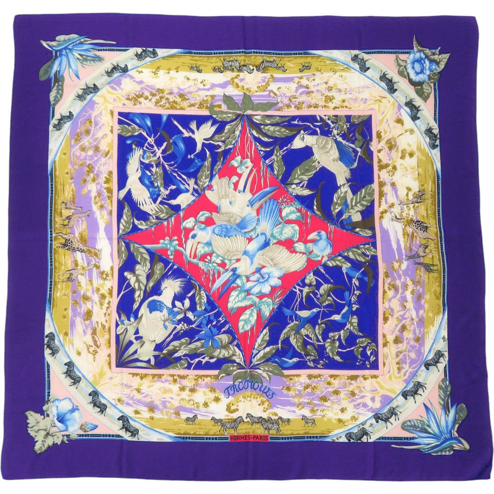 美品 エルメス カレ140 TROPIQUES トロピック カシミヤ シルク マルチカラー スカーフ 0823【中古】HERMES