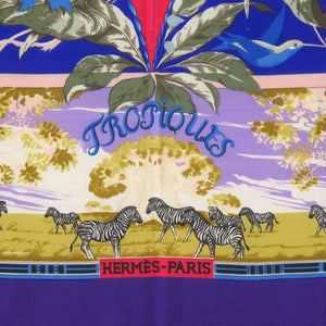 美品 エルメス カレ140 TROPIQUES トロピック カシミヤ シルク マルチカラー スカーフ 0823【中古】HERMES