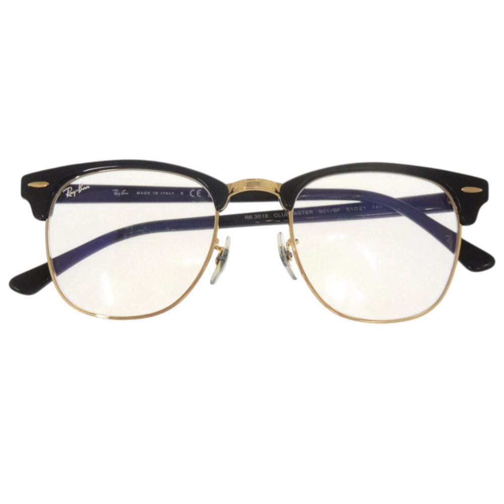 レイバン CLUBMASTER クラブマスター RB3016 プラスチック ブラック ゴールド サングラス メガネ 0824【中古】Ray-Ban
