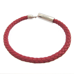 美品 エルメス ゴリアテ レザー レッド 赤 ブレスレット 0831【中古】HERMES