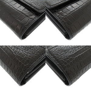 美品 ザ ラスト アート プロジェクト マットクロコ ブラック 長財布 黒 0841【中古】THE LAST ART PROJECT メンズ