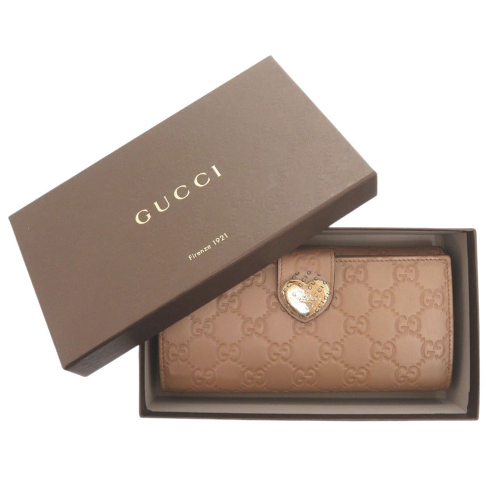 未使用 グッチ グッチシマ 203550 レザー ピンクベージュ 長財布 0848【中古】GUCCI