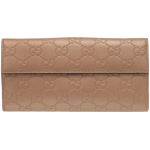 未使用 グッチ グッチシマ 203550 レザー ピンクベージュ 長財布 0848【中古】GUCCI