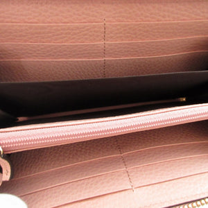 未使用 グッチ ダブルG 456117 GGスプリーム レザー ピンク ラウンドファスナー長財布 財布 0849【中古】GUCCI