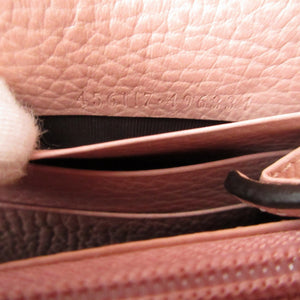 未使用 グッチ ダブルG 456117 GGスプリーム レザー ピンク ラウンドファスナー長財布 財布 0849【中古】GUCCI