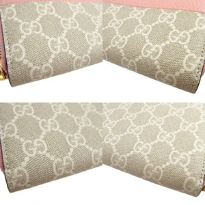 未使用 グッチ ダブルG 456117 GGスプリーム レザー ピンク ラウンドファスナー長財布 財布 0849【中古】GUCCI