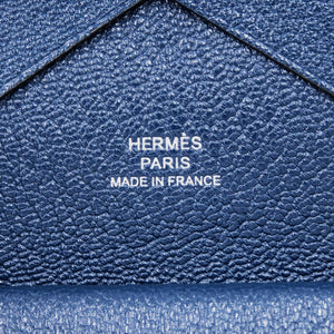 美品 エルメス カルヴィデュオ シェーブル ディープブルー B刻印 0850 青 カードケース【中古】HERMES