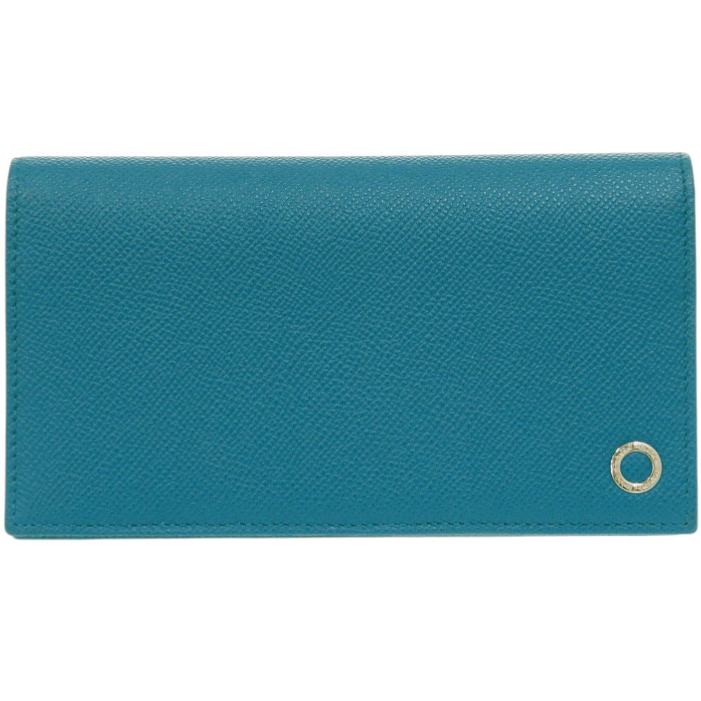 未使用 ブルガリ レザー ブルー/ブラウン 長財布 青/茶 0854【中古】BVLGARI