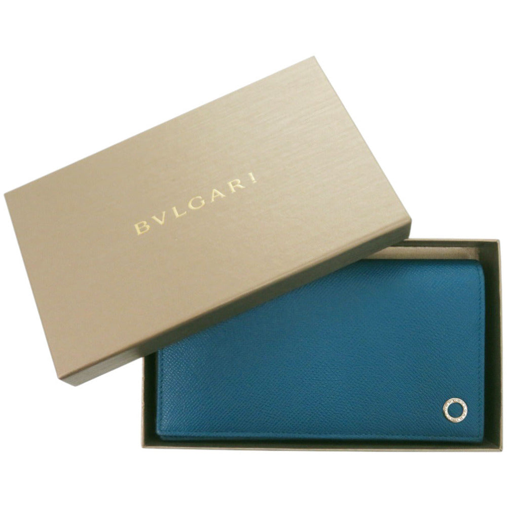 未使用 ブルガリ レザー ブルー/ブラウン 長財布 青/茶 0854【中古】BVLGARI