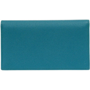 未使用 ブルガリ レザー ブルー/ブラウン 長財布 青/茶 0854【中古】BVLGARI