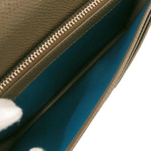 未使用 ブルガリ レザー ブルー/ブラウン 長財布 青/茶 0854【中古】BVLGARI