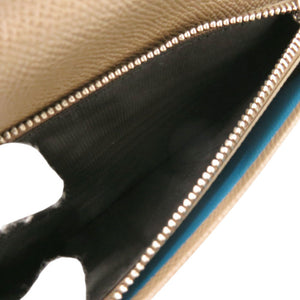 未使用 ブルガリ レザー ブルー/ブラウン 長財布 青/茶 0854【中古】BVLGARI