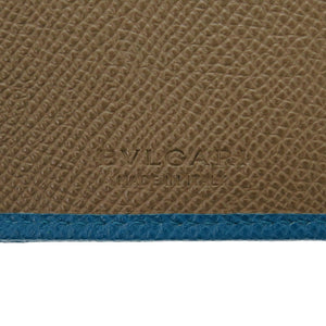 未使用 ブルガリ レザー ブルー/ブラウン 長財布 青/茶 0854【中古】BVLGARI