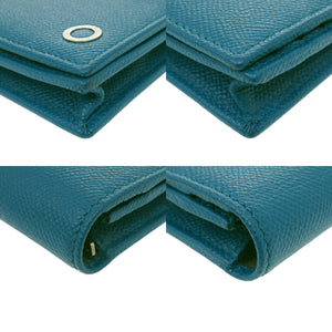 未使用 ブルガリ レザー ブルー/ブラウン 長財布 青/茶 0854【中古】BVLGARI