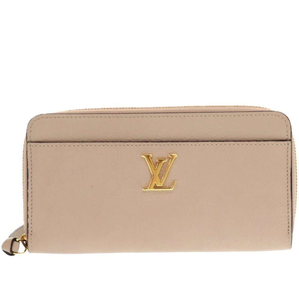 美品 ルイ ヴィトン ジッピー ロックミー M80674 レザー グレージュ ICタグ LV 長財布 0858【中古】LOUIS VUITTON