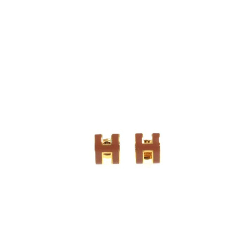 新品同様 エルメス ミニ ポップアッシュ ポップH ブラウン ゴールド金具 ピアス 茶 0869 【中古】 HERMES