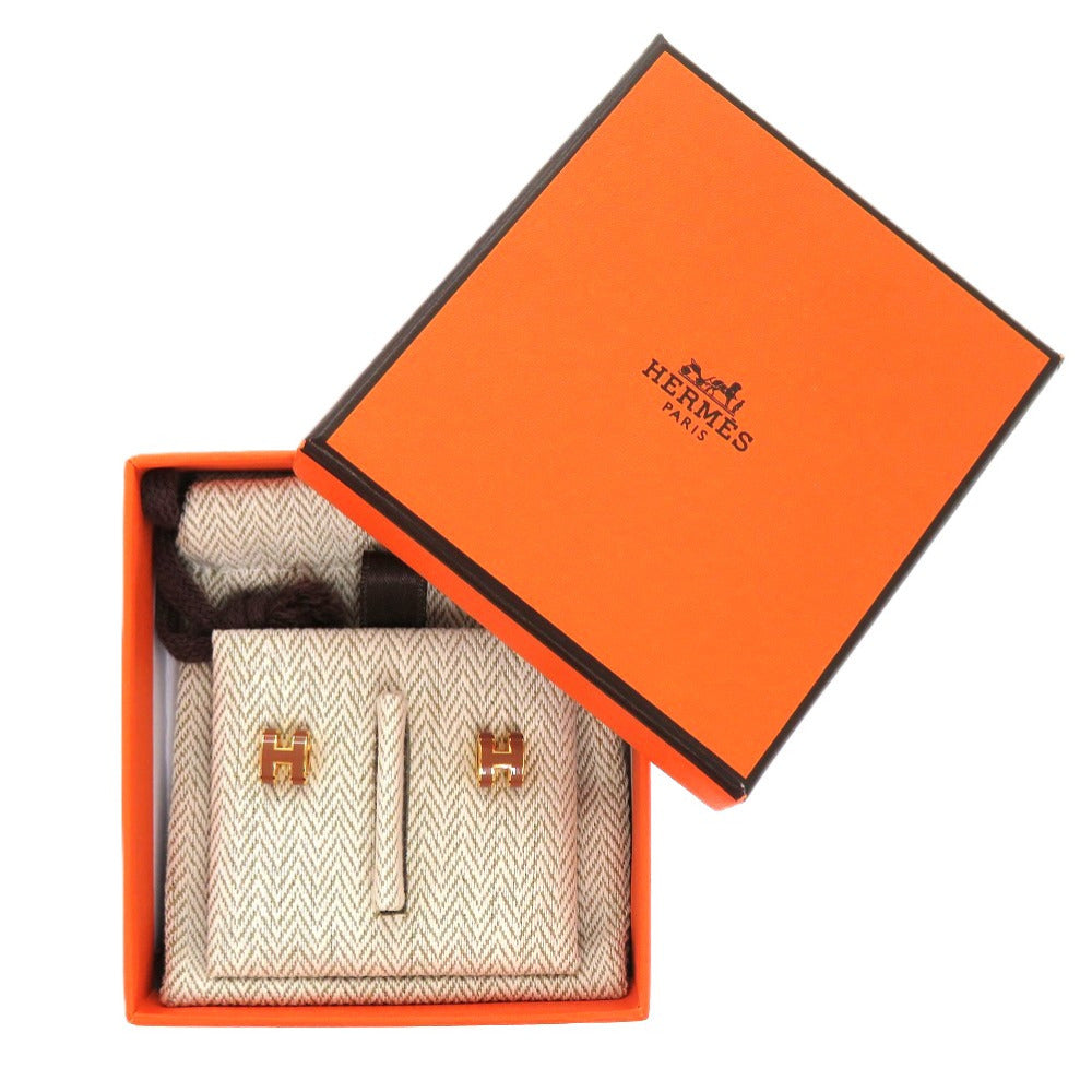 新品同様 エルメス ミニ ポップアッシュ ポップH ブラウン ゴールド金具 ピアス 茶 0869 【中古】 HERMES