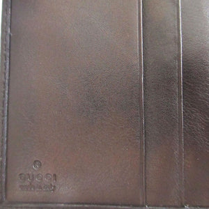 美品 グッチ インターロッキングG 181597 GGキャンバス レザー ブラック 黒 3つ折り財布 財布 0871【中古】GUCCI